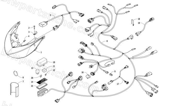 HEADLIGHT AND WIRING ASSEMBLIES diagram
