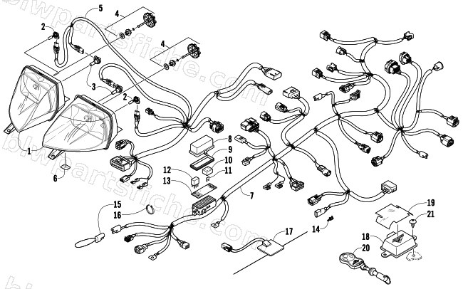 HEADLIGHT AND WIRING ASSEMBLIES diagram