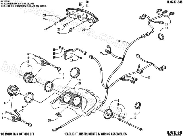 HEADLIGHT, INSTRUMENTS, AND WIRING ASSEMBLIES diagram