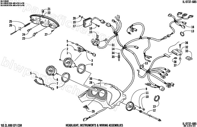 HEADLIGHT, INSTRUMENTS, AND WIRING ASSEMBLIES diagram