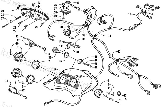 HEADLIGHT, INSTRUMENTS, AND WIRING ASSEMBLIES diagram