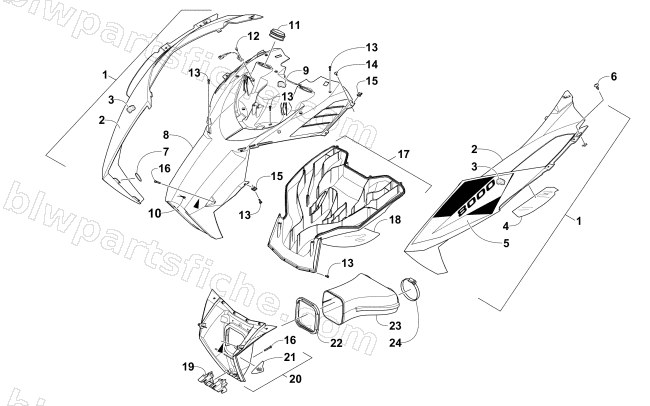 HOOD AND AIR INTAKE ASSEMBLY diagram