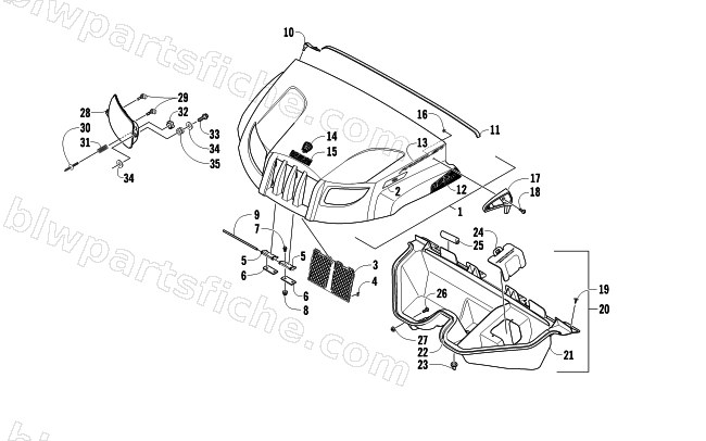 HOOD AND HEADLIGHT ASSEMBLY diagram