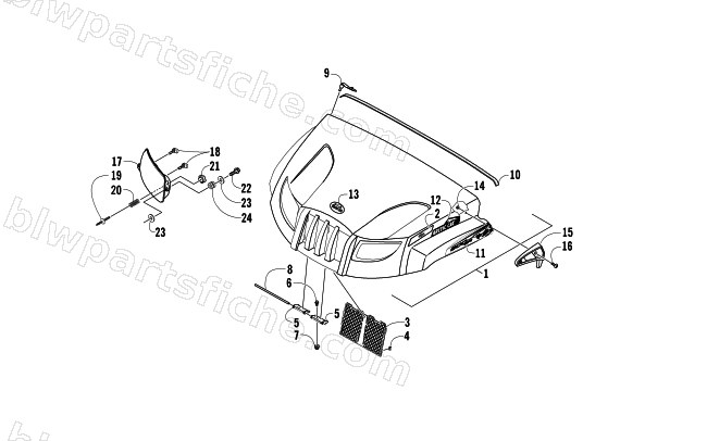 HOOD AND HEADLIGHT ASSEMBLY diagram