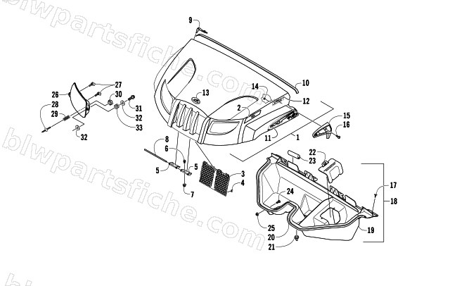 HOOD AND HEADLIGHT ASSEMBLY diagram