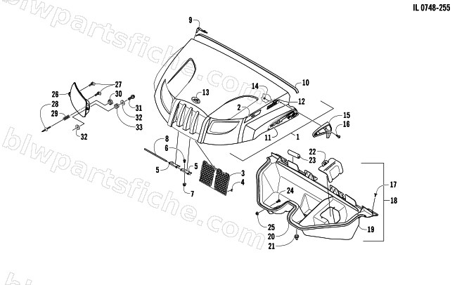 HOOD AND HEADLIGHT ASSEMBLY diagram