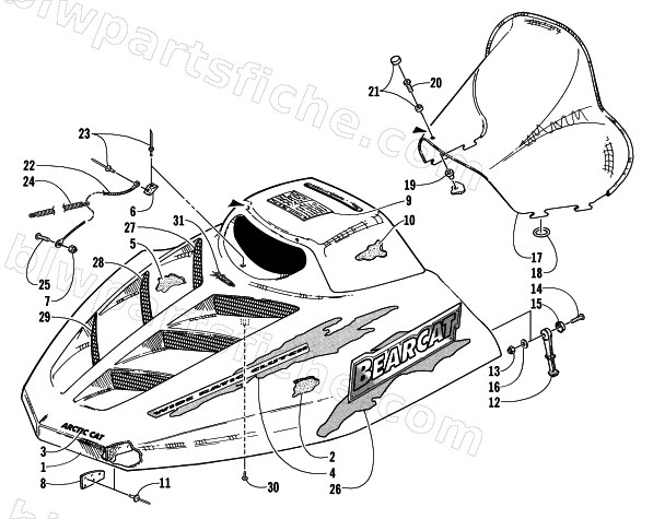 HOOD AND WINDSHIELD ASSEMBLY diagram