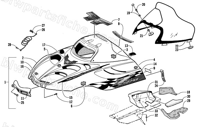 HOOD AND WINDSHIELD ASSEMBLY diagram