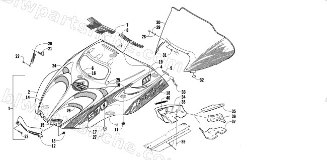 HOOD AND WINDSHIELD ASSEMBLY diagram