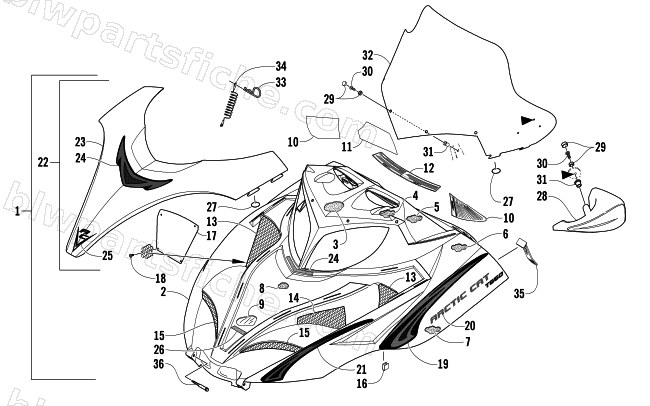 HOOD AND WINDSHIELD ASSEMBLY diagram