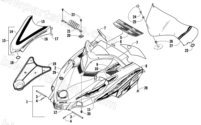 HOOD AND WINDSHIELD ASSEMBLY diagram