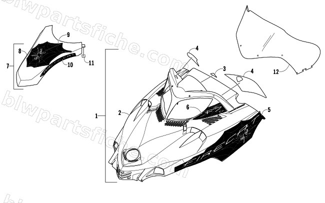 HOOD AND WINDSHIELD ASSEMBLY diagram