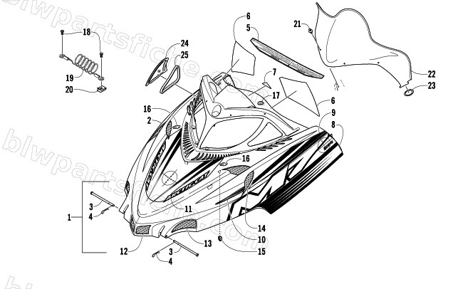HOOD AND WINDSHIELD ASSEMBLY diagram