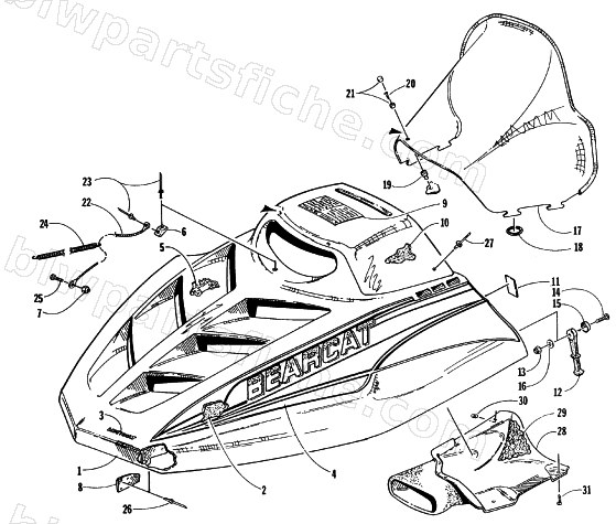HOOD AND WINDSHIELD ASSEMBLY diagram