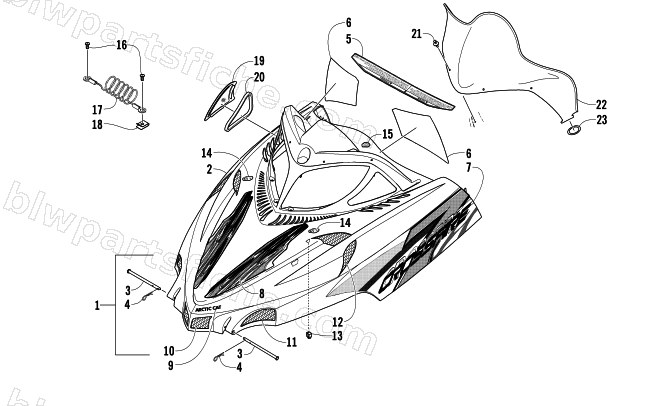 HOOD AND WINDSHIELD ASSEMBLY diagram