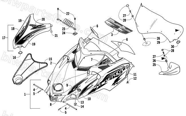 HOOD AND WINDSHIELD ASSEMBLY diagram