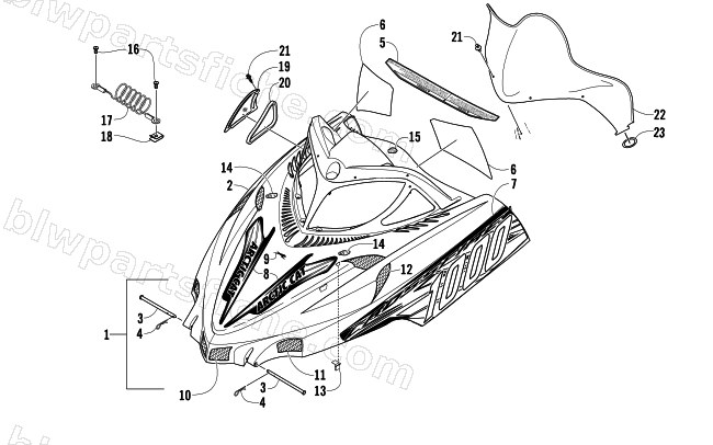 HOOD AND WINDSHIELD ASSEMBLY diagram