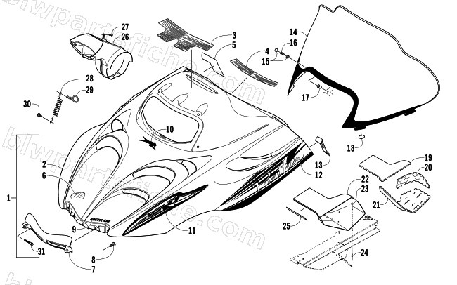 HOOD AND WINDSHIELD ASSEMBLY diagram