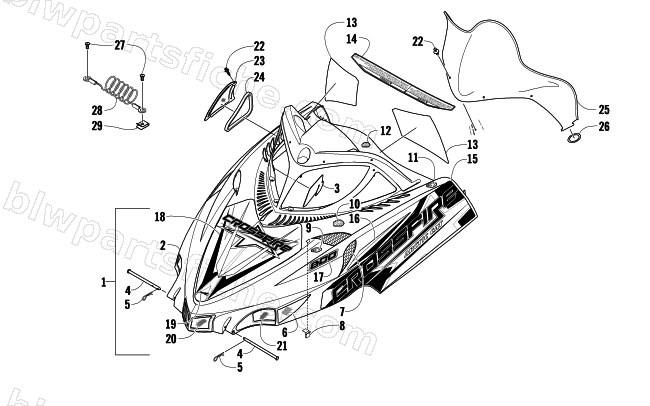 HOOD AND WINDSHIELD ASSEMBLY diagram