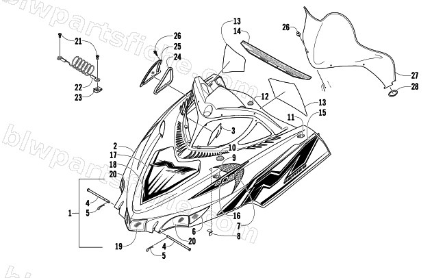 HOOD AND WINDSHIELD ASSEMBLY diagram