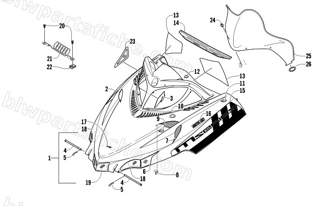 HOOD AND WINDSHIELD ASSEMBLY diagram