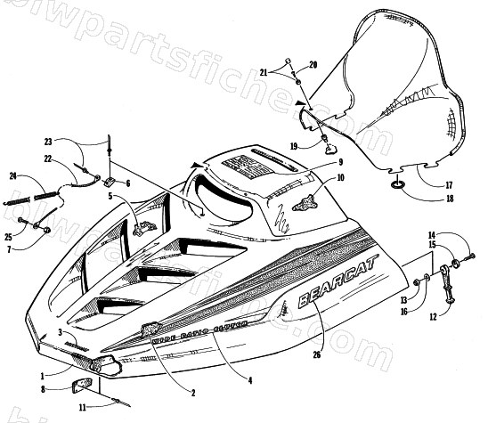 HOOD AND WINDSHIELD ASSEMBLY diagram