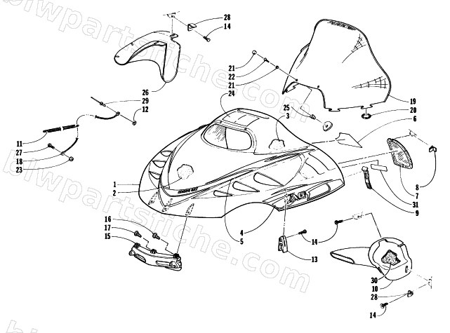 HOOD AND WINDSHIELD ASSEMBLY diagram