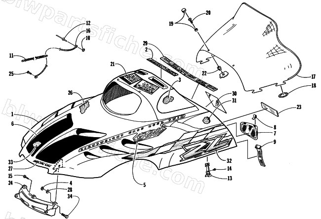 HOOD,WINDSHIELD ASSEMBLY diagram