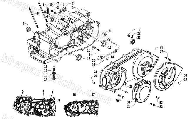 LEFT CRANKCASE AND COVER ASSEMBLY diagram