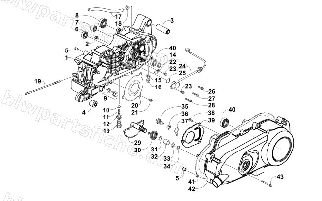 LEFT CRANKCASE AND COVER ASSEMBLY diagram