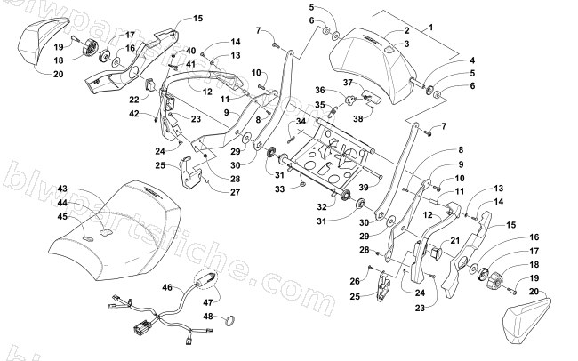 PASSENGER SEAT AND BACKREST ASSEMBLY diagram