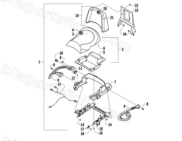 PASSENGER SEAT AND BACKREST ASSEMBLY diagram