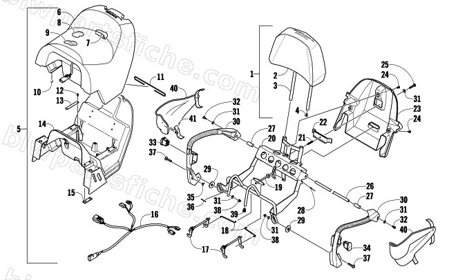 PASSENGER SEAT AND BACKREST ASSEMBLY diagram