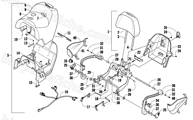 PASSENGER SEAT AND BACKREST ASSEMBLY diagram