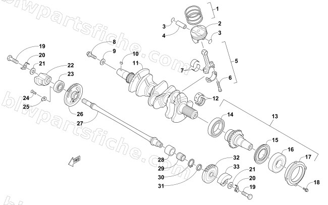 PISTON AND CRANKSHAFT ASSEMBLY diagram