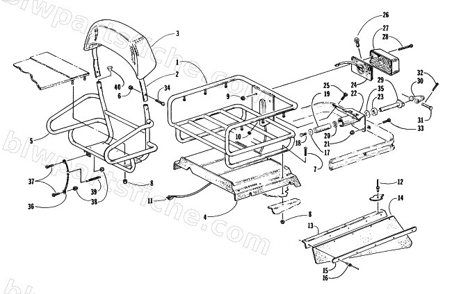 RACK, BACKREST, AND HITCH ASSEMBLIES diagram