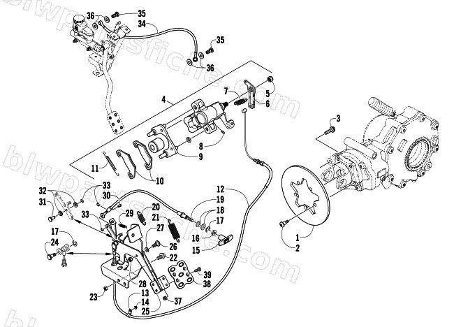 REAR AND PARKING BRAKE ASSEMBLY diagram