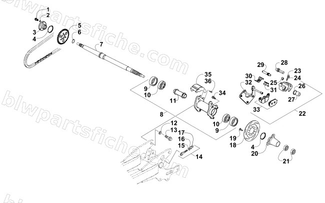 REAR AXLE AND BRAKE ASSEMBLY diagram