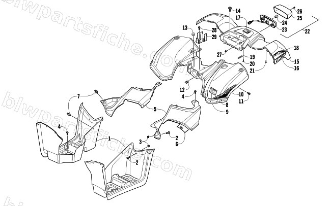 REAR BODY AND TAILLIGHT ASSEMBLY diagram