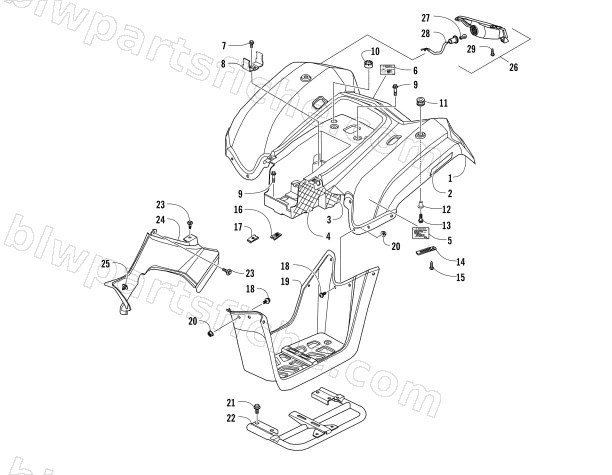 REAR BODY PANEL AND TAILLIGHT ASSEMBLIES diagram
