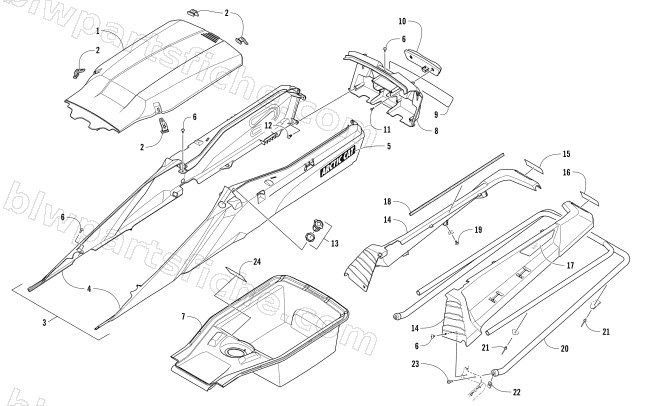 REAR BUMPER, STORAGE, AND TAILLIGHT ASSEMBLY diagram