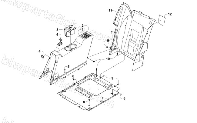 REAR CONSOLE AND FLOOR PANEL ASSEMBLY diagram