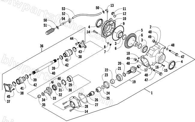 REAR DRIVE GEARCASE ASSEMBLY diagram