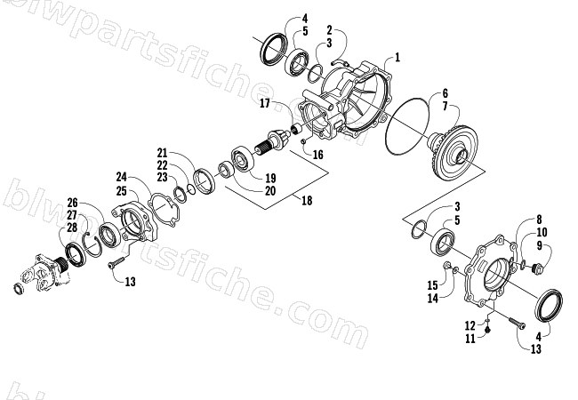 REAR DRIVE GEARCASE ASSEMBLY diagram