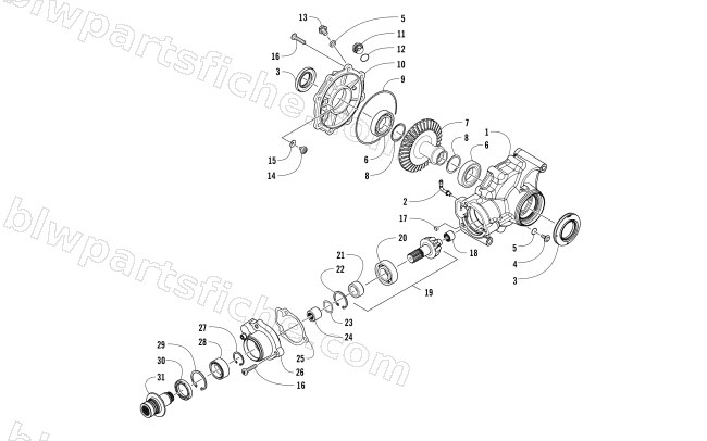REAR DRIVE GEARCASE ASSEMBLY diagram