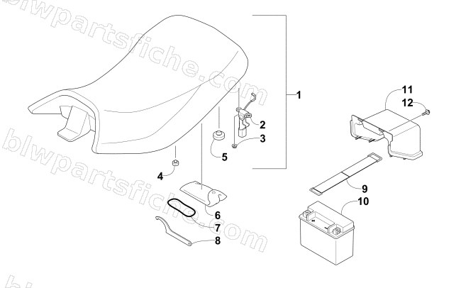 SEAT, BATTERY, AND TOOL KIT ASSEMBLIES diagram