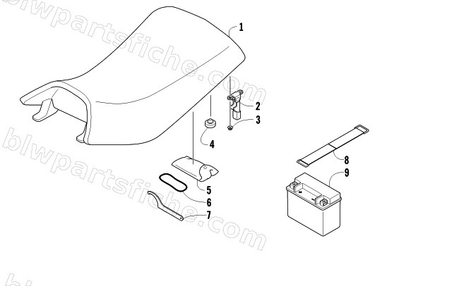 SEAT, BATTERY, AND TOOL KIT ASSEMBLIES diagram