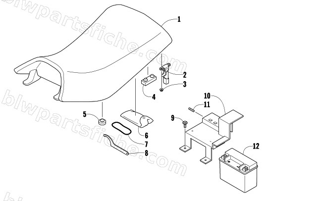 SEAT, BATTERY, AND TOOL KIT ASSEMBLIES diagram