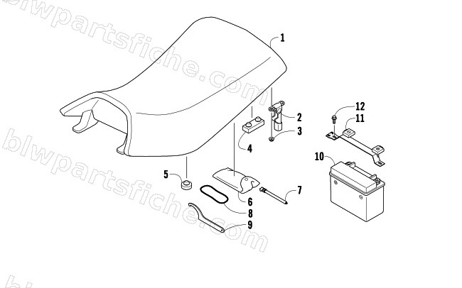 SEAT, BATTERY, AND TOOL KIT ASSEMBLIES diagram