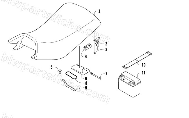 SEAT, BATTERY, AND TOOL KIT ASSEMBLIES diagram